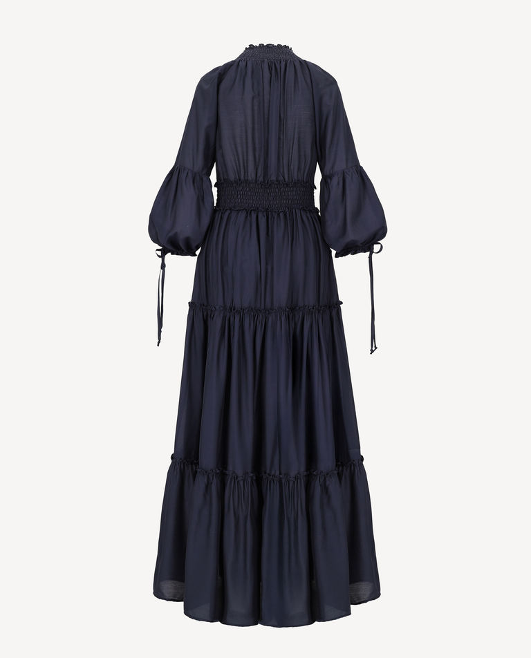 Ciemnogranatowa sukienka z falbanami Firenze - Image #3