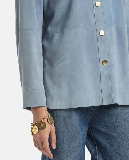 Niebieska skórzana koszula Varenne - Image #2