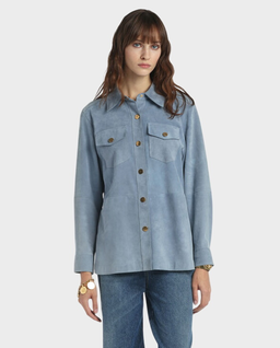 Niebieska skórzana koszula Varenne - Image #0