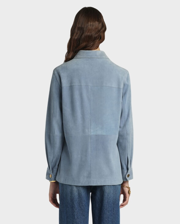 Niebieska skórzana koszula Varenne