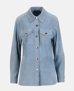 Niebieska skórzana koszula Varenne - Image #6