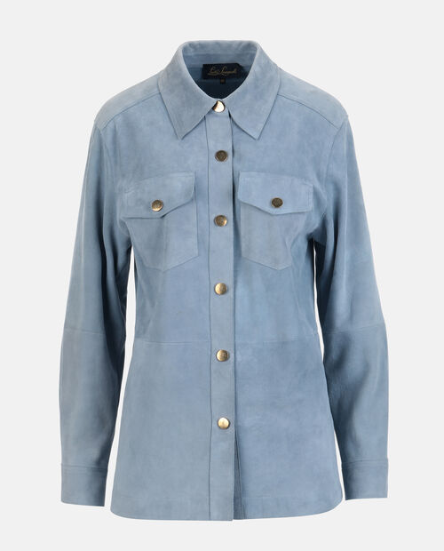 Niebieska skórzana koszula Varenne - Image #6