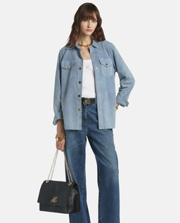 Niebieska skórzana koszula Varenne - Image #3