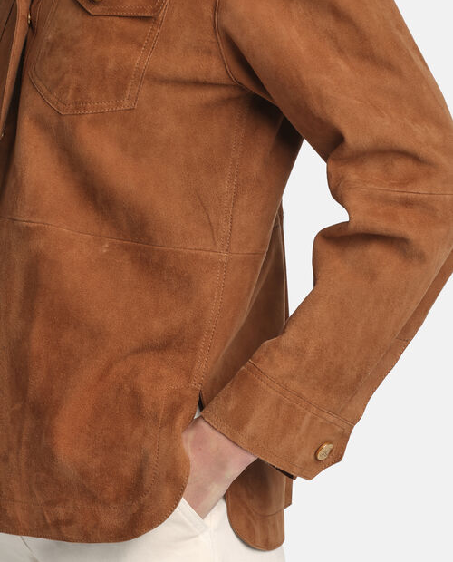 Brązowa skórzana koszula Varenne - Image #3