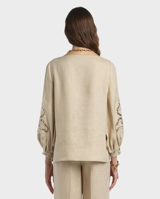 Lniana beżowa bluzka Bardi - Image #2