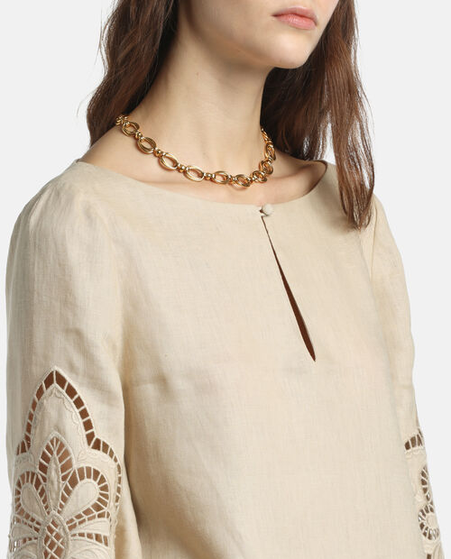 Lniana beżowa bluzka Bardi - Image #4