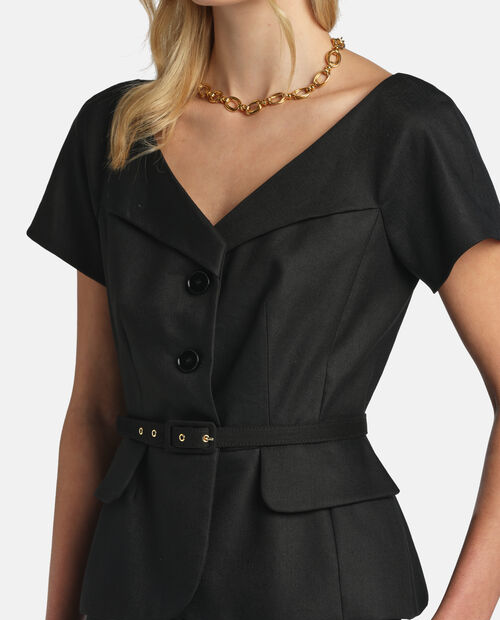 Czarna marynarka z krótkim rękawem Varoma - Image #4