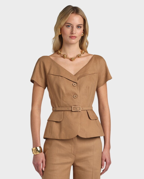 Brązowa marynarka z krótkim rękawem Varoma