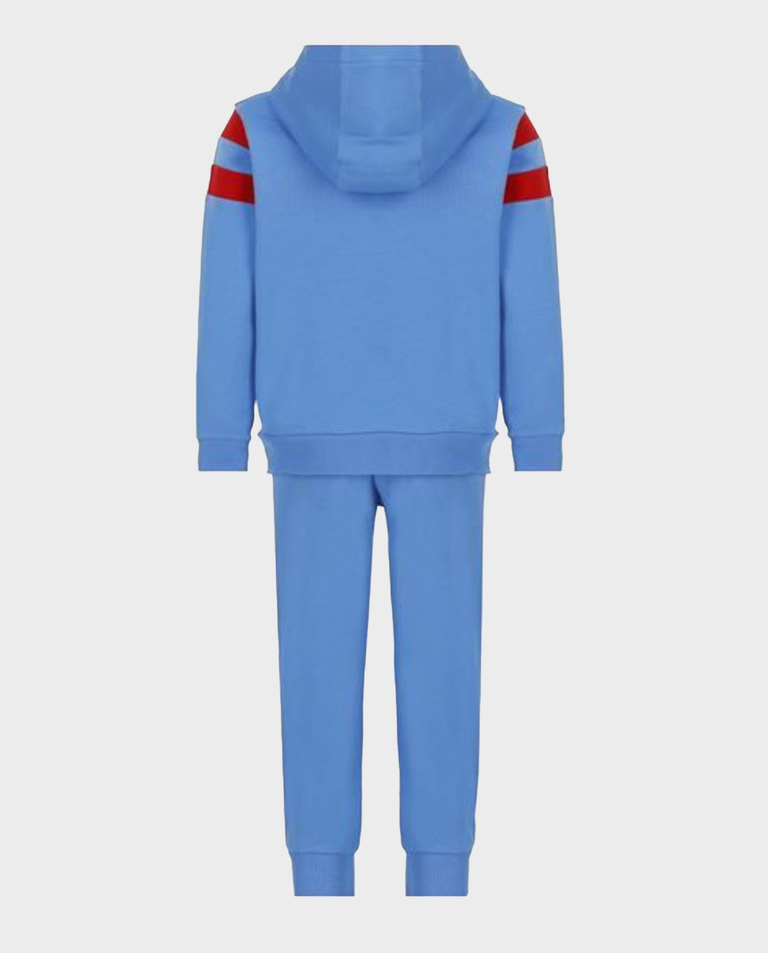 Niebieski dres z kapturem i logo
