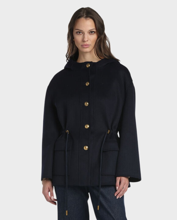 Granatowy płaszcz z kapturem Vicinato