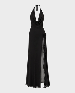 Czarna sukienka z rozcięciem Arceli - Image #0