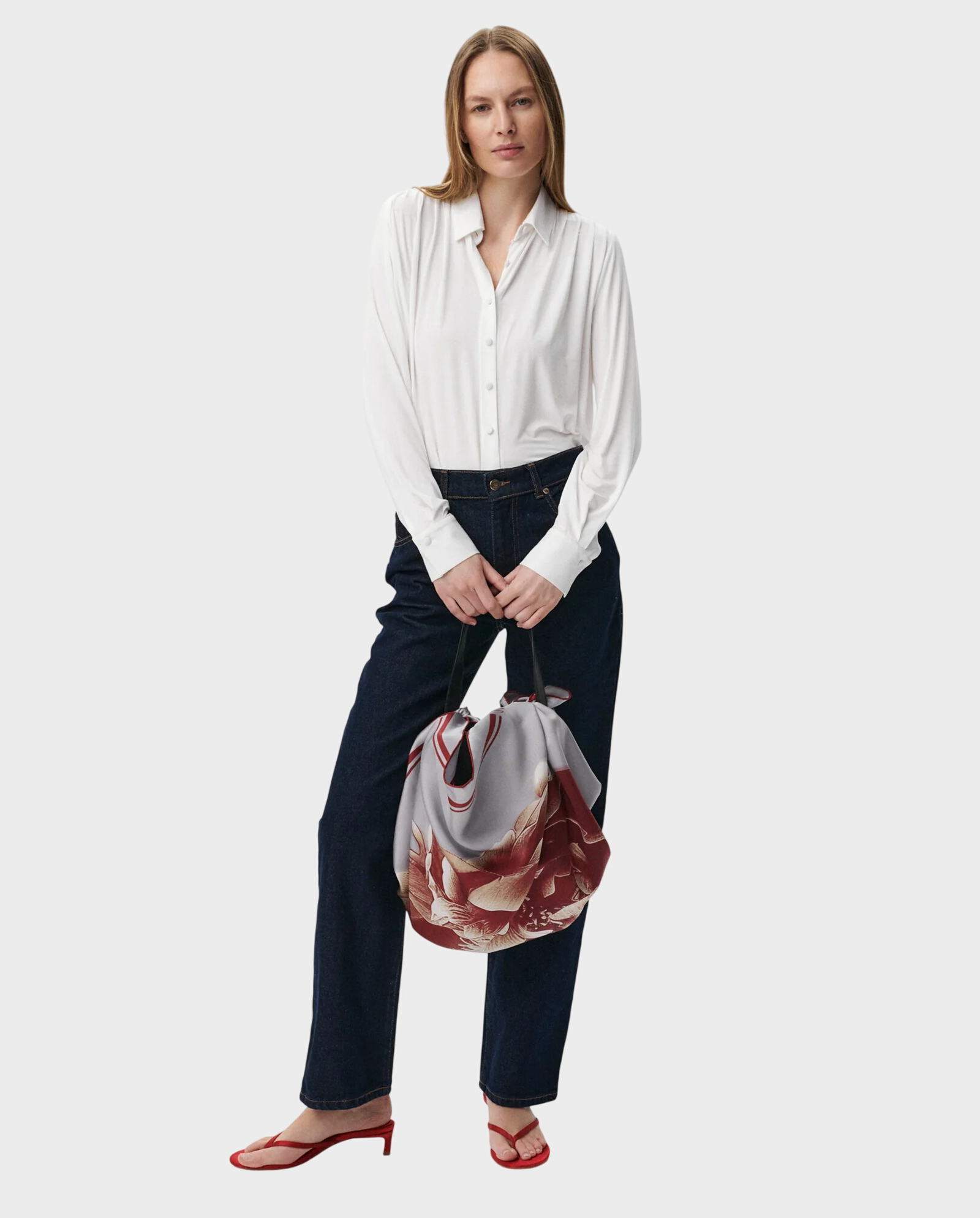 Jedwabna apaszka z kwiatem Flower - Image #3