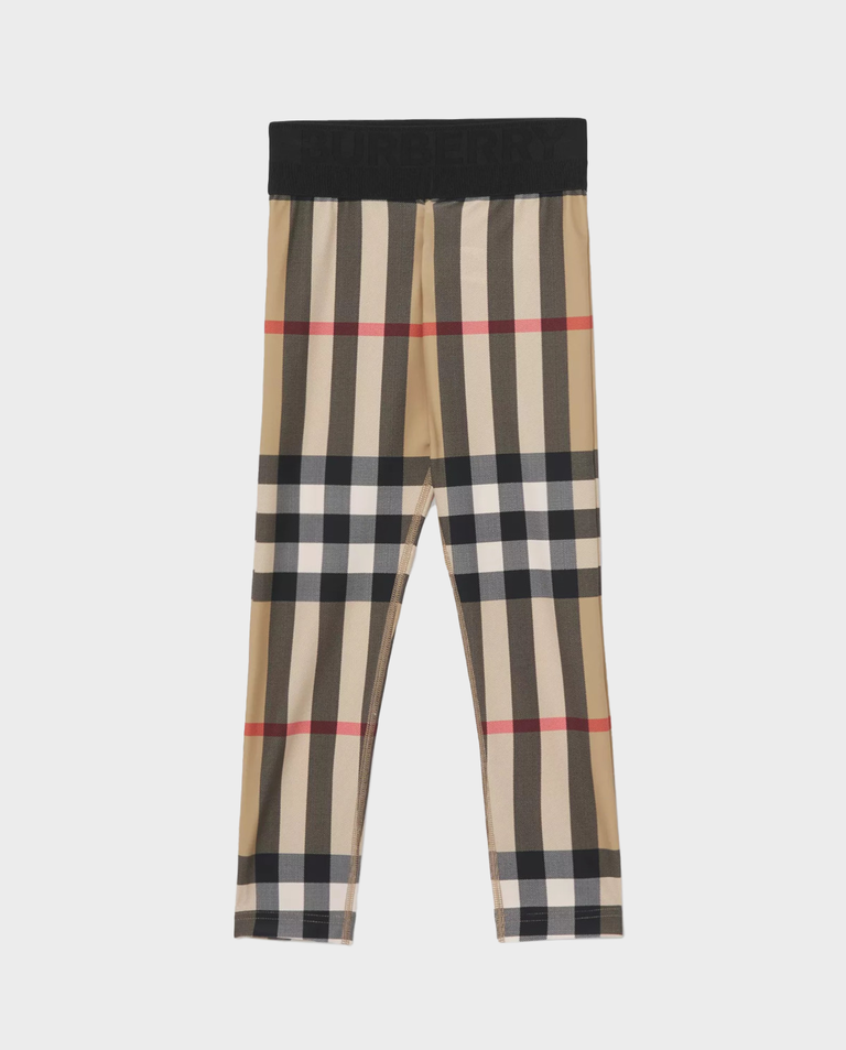 Beżowe legginsy w kratkę