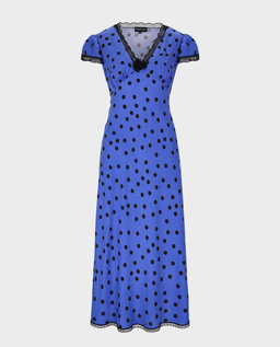 Niebieska sukienka w groszki Polka - Image #0