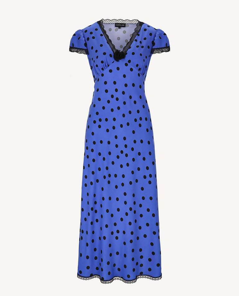 Niebieska sukienka w groszki Polka - Image #2