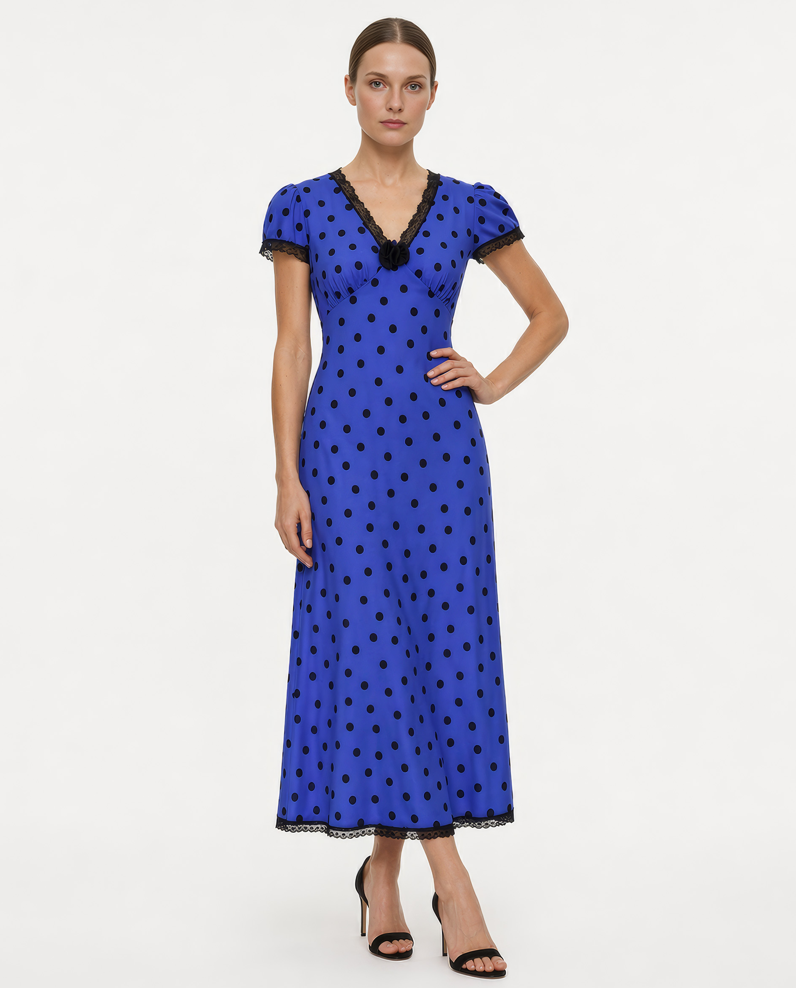 Niebieska sukienka w groszki Polka - Image #0