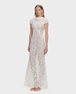 Biała koronkowa sukienka maxi - Image #1