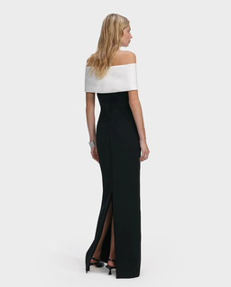 Czarna sukienka maxi z kwiatową aplikacją - Image #2