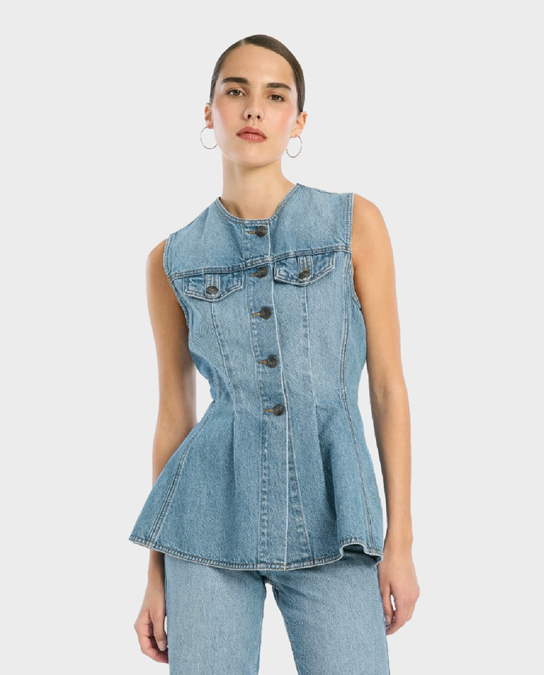 Rozszerzany top jeansowy