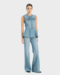 Rozszerzany top jeansowy - Image #2