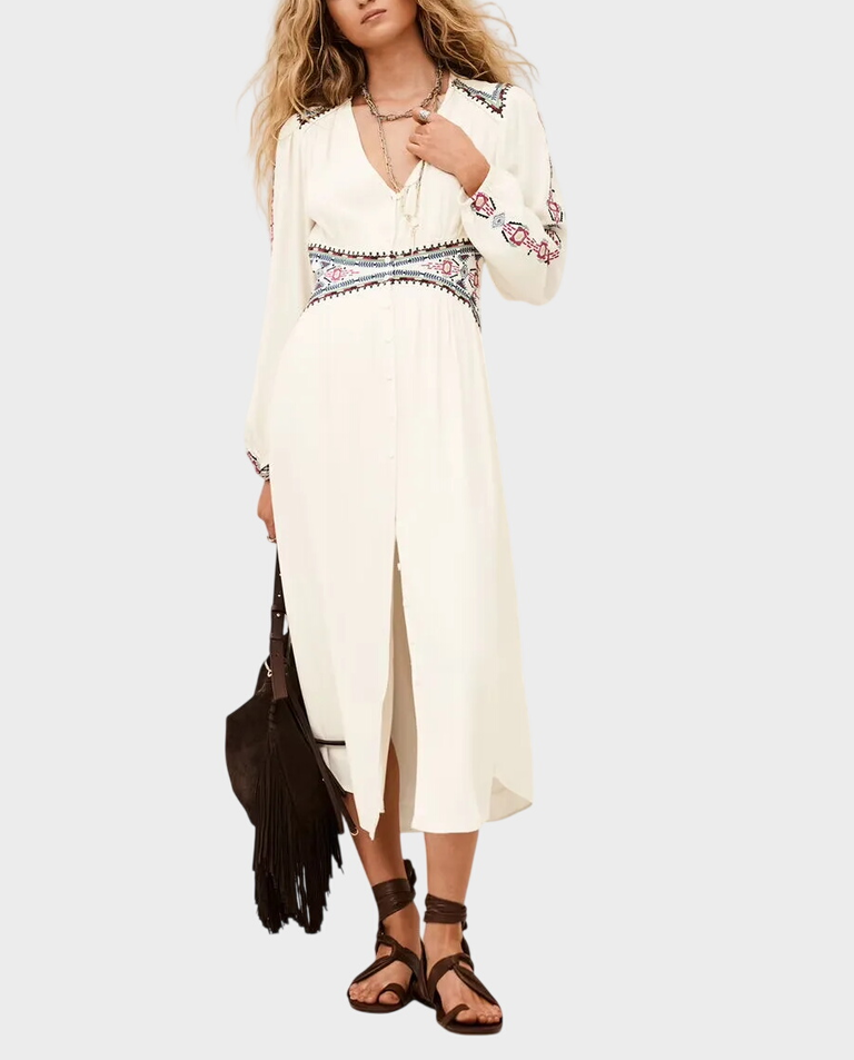 Kremowa sukienka w stylu boho Tina