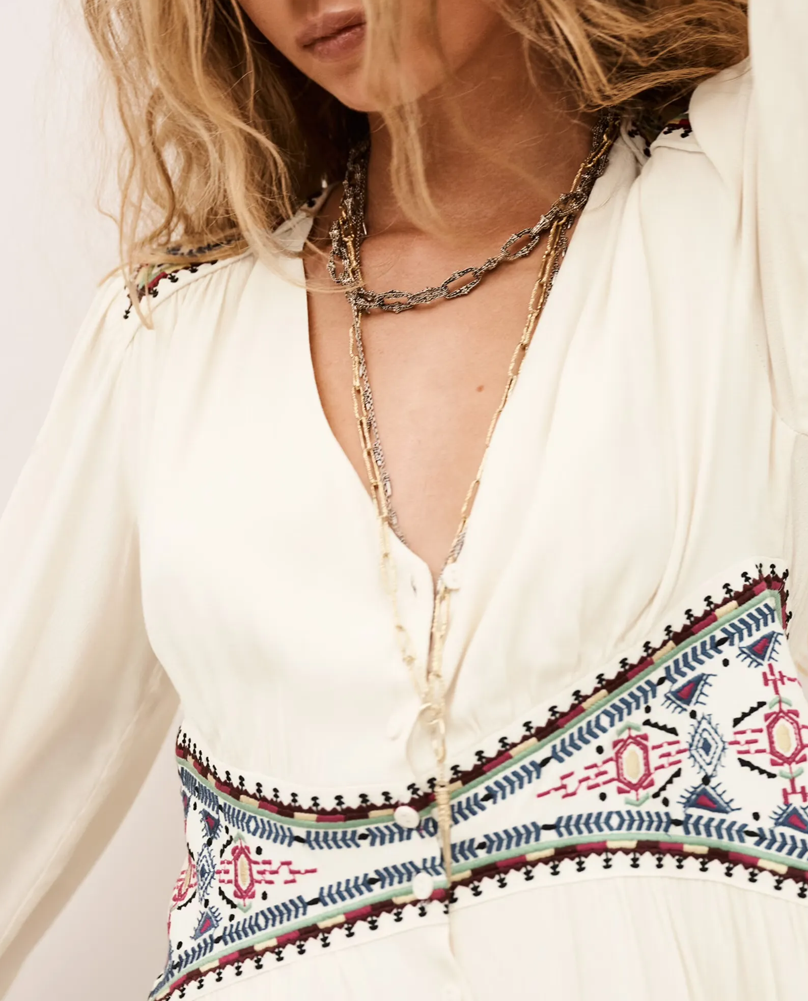 Kremowa sukienka w stylu boho Tina - Image #2
