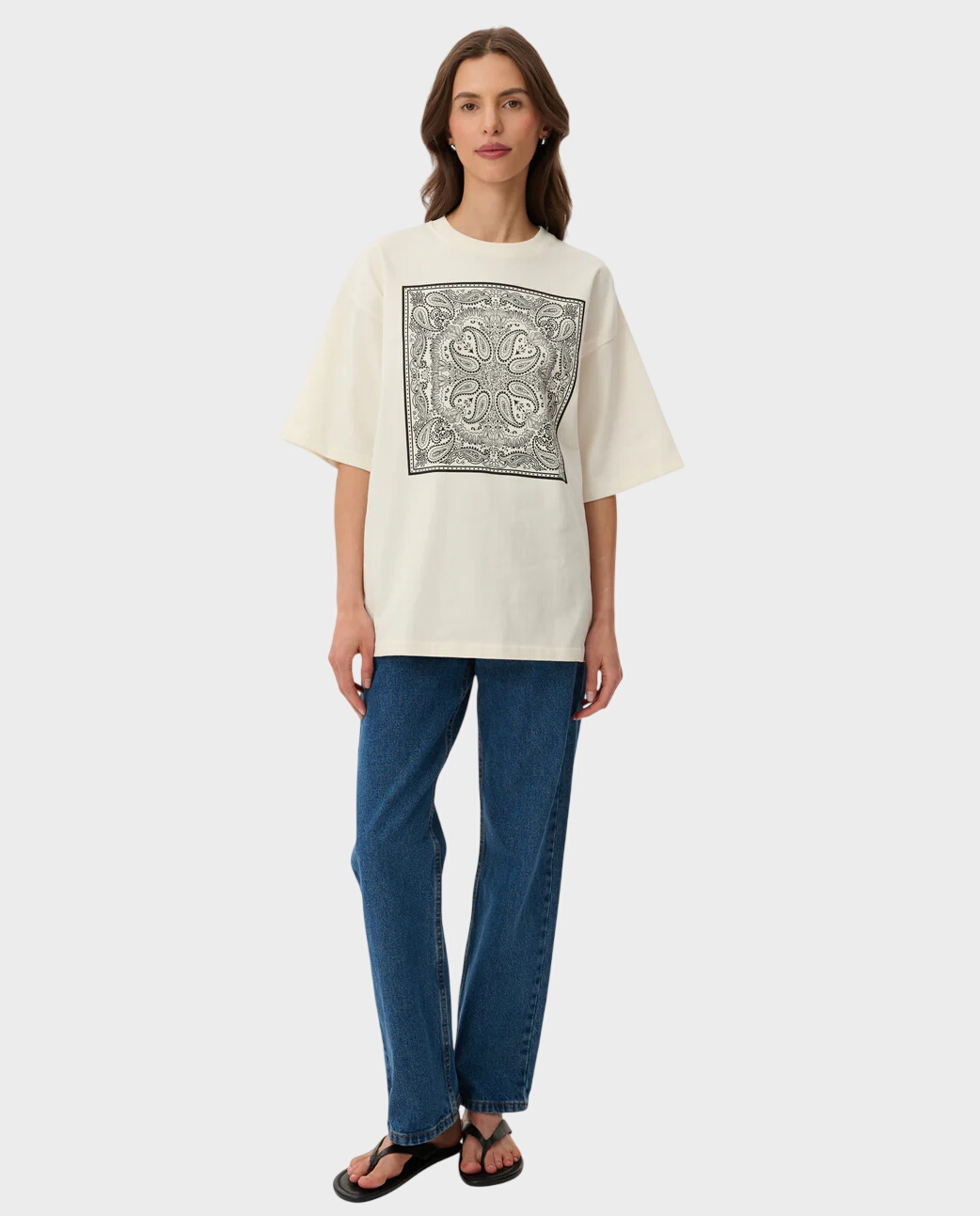 Kremowy t-shirt z nadrukiem Weston - Image #2