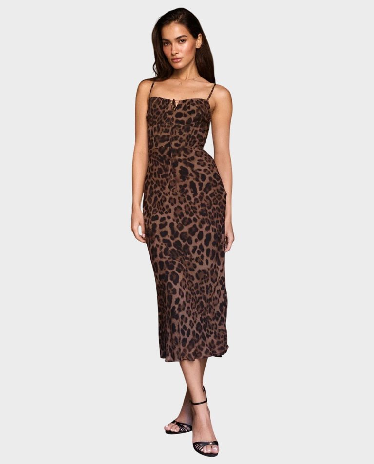 Midi sukienka z printem Janelle Leopard