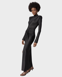 Czarna maxi sukienka z drapowaniem Alise - Image #3
