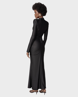 Czarna maxi sukienka z drapowaniem Alise - Image #4