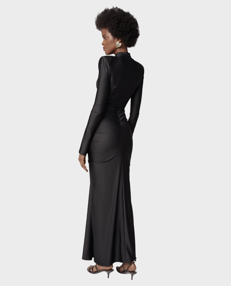Czarna maxi sukienka z drapowaniem Alise - Image #4