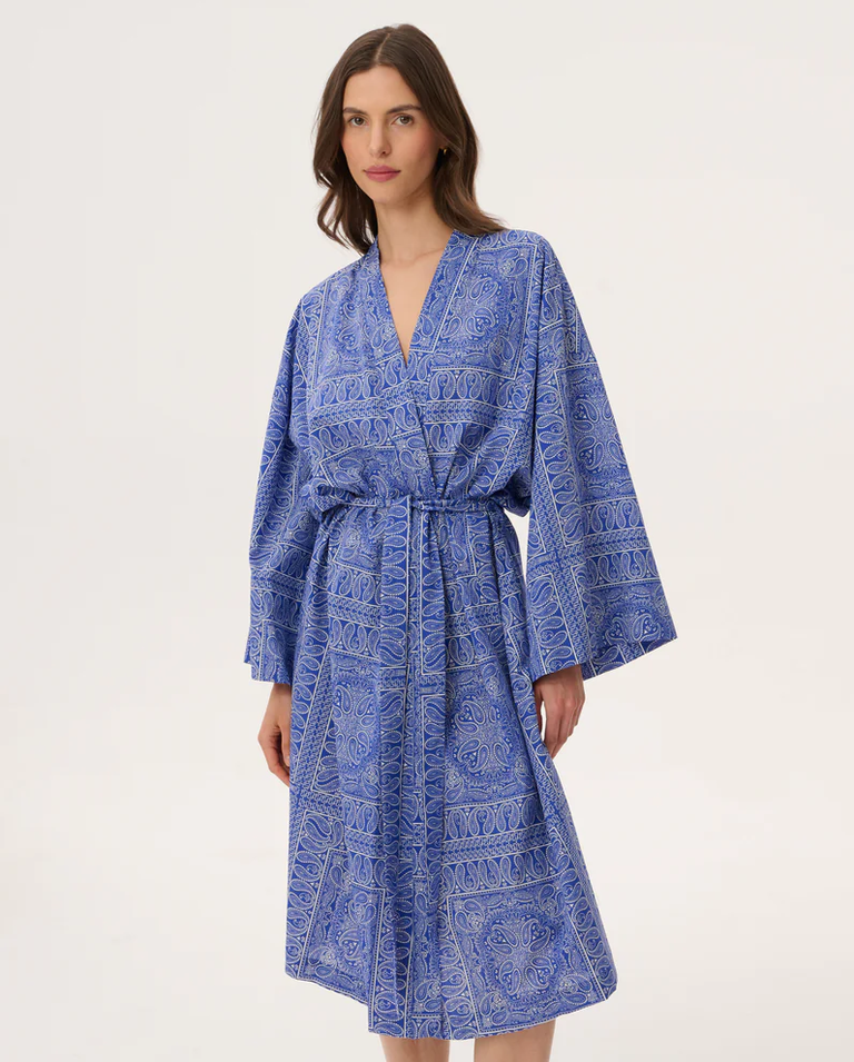 Niebieskie kimono z nadrukiem bandany Musolla