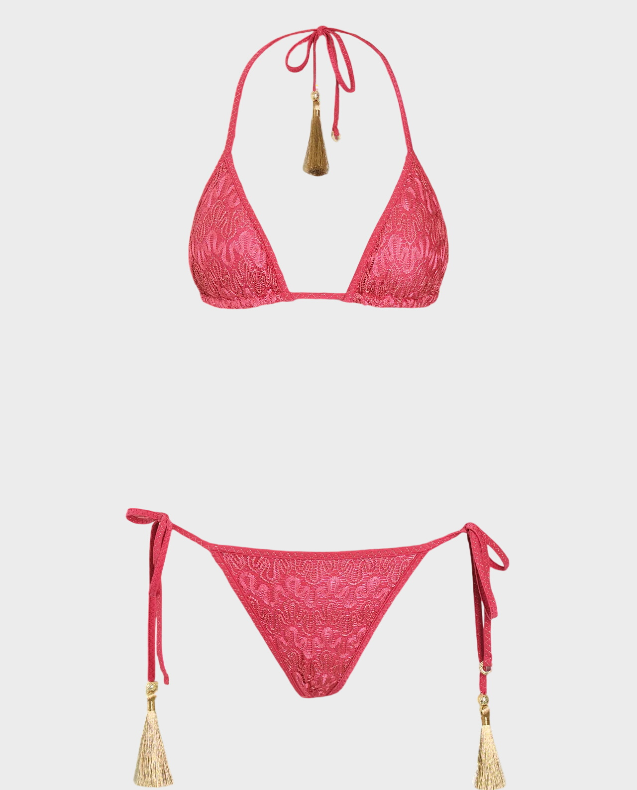 Różowy komplet bikini ze złotymi detalami - Image #0