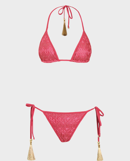 Różowy komplet bikini ze złotymi detalami - Image #0