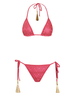 Różowy komplet bikini ze złotymi detalami - Image #3