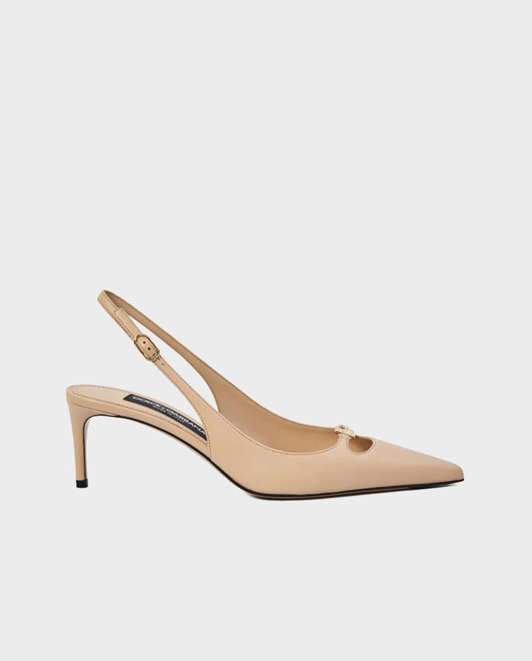 Szpilki nude z logo Capri 60