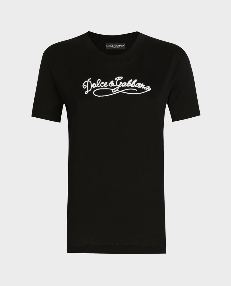 Czarny t-shirt z haftem