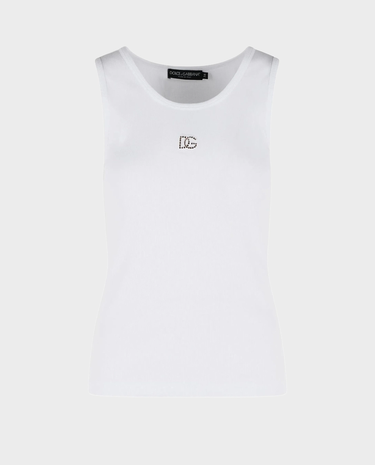 Biały tank top z logo
