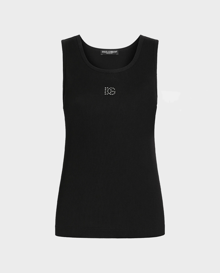 Czarny tank top z logo