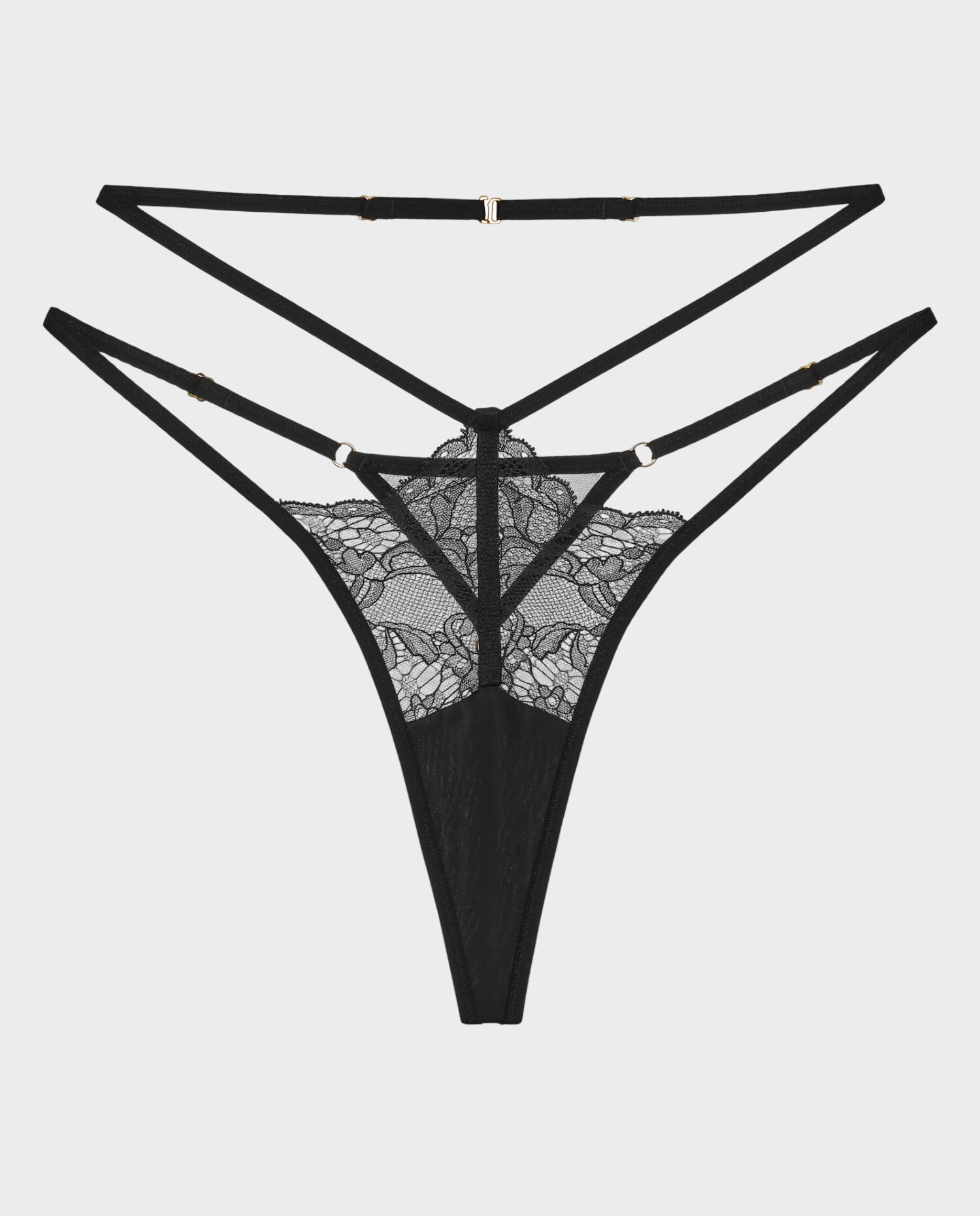 Czarne stringi z koronką Pure Straps - Image #0