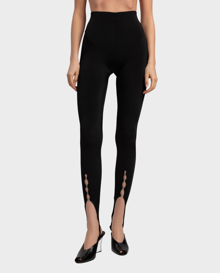 Czarne legginsy z haftkami Serpente