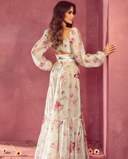 Maxi spódnica z printem Fiore Nude - Image #1