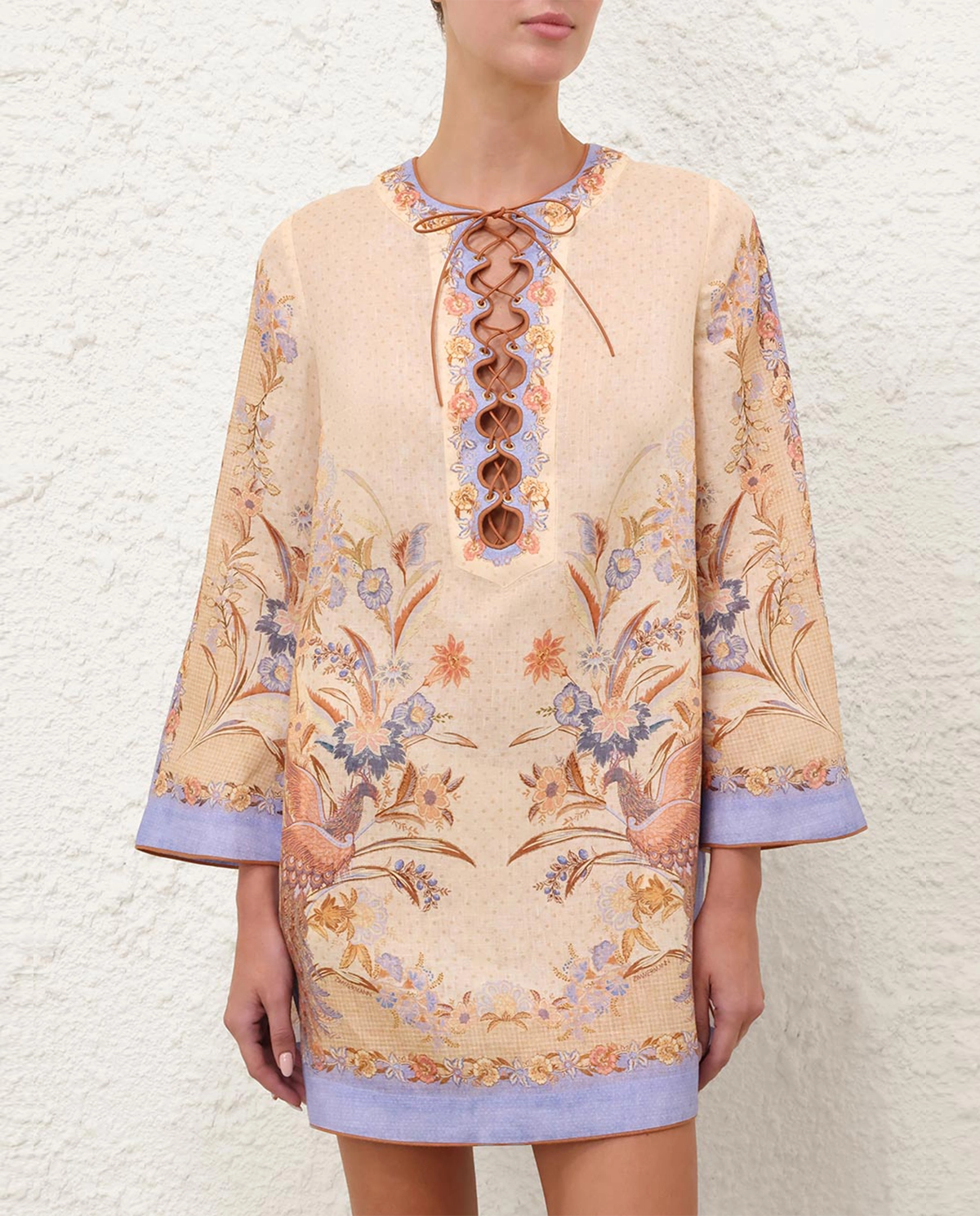 Lniana sukienka w kwiaty Indra Tunic Mini - Image #0