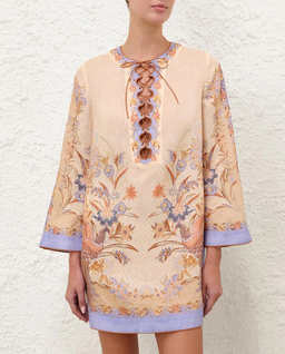 Lniana sukienka w kwiaty Indra Tunic Mini - Image #0
