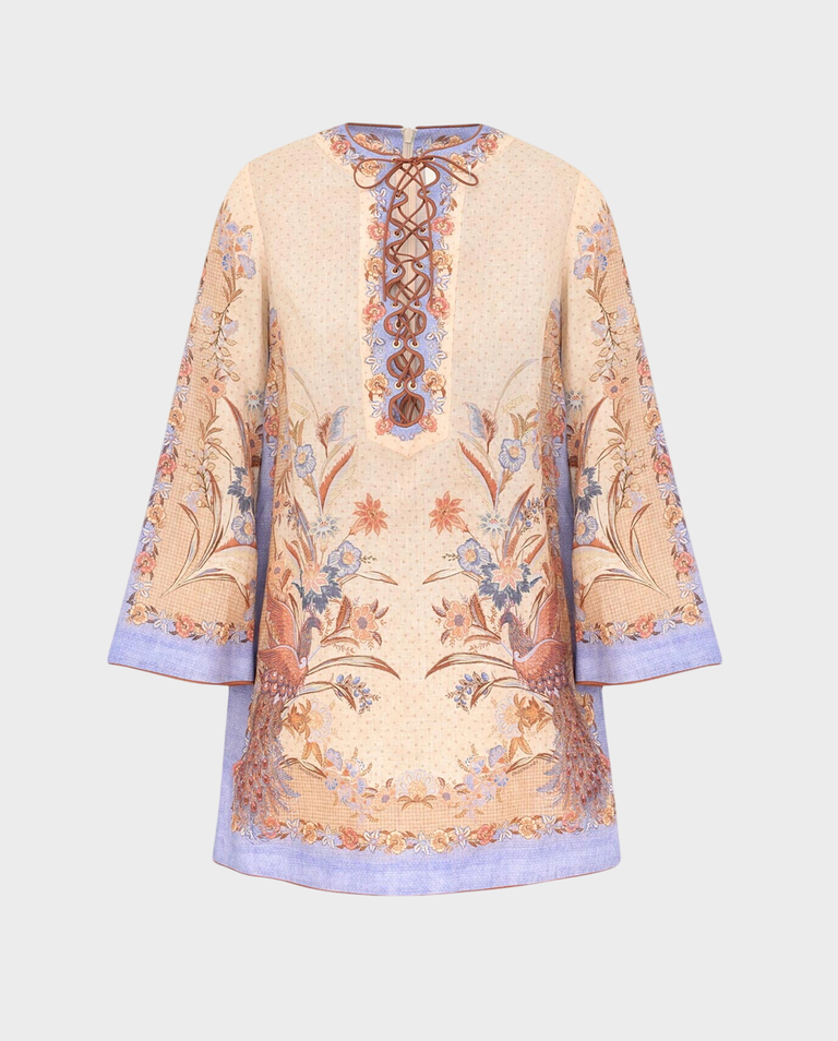 Lniana sukienka w kwiaty Indra Tunic Mini