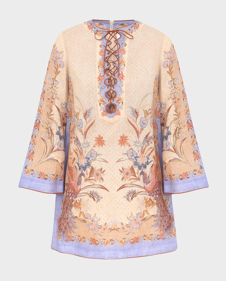 Lniana sukienka w kwiaty Indra Tunic Mini