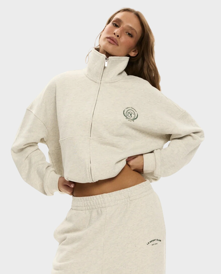 Jasnoszara bluza oversize Varsity Zip