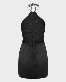 Czarna sukienka mini z różą - Image #2