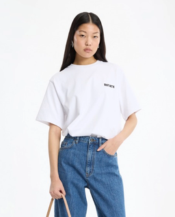Biały t-shirt oversize z logo - Image #1