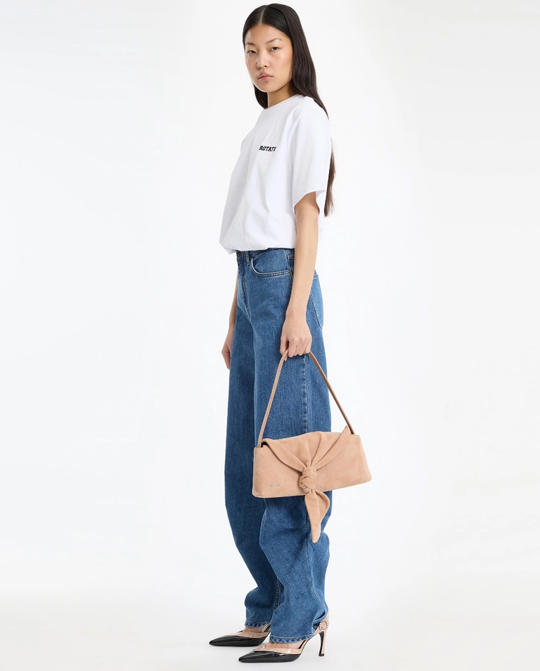 Biały t-shirt oversize z logo - Image #3